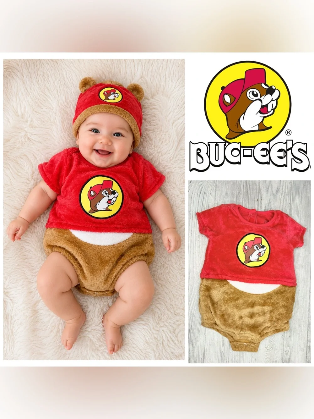 Buc-ee’s beaver one piece Halloween costume cosplay dress up jumper 12m no hat